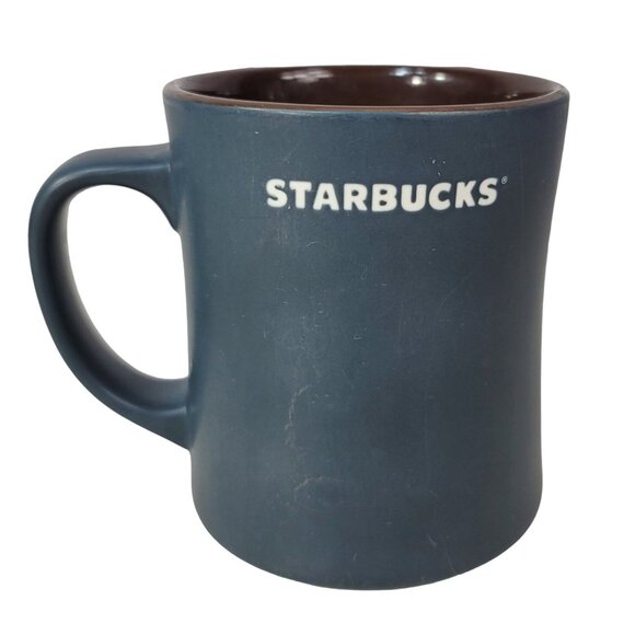Starbucks French Roast Mug Black Matte Brown Glazed Interior Embossed Logo 2011 - Picture 4 of 10